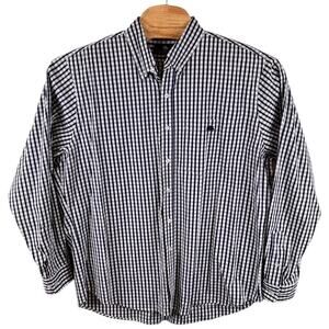 Oxford Original Micro Check Long Sleeve Button-Down Shirt Mens Blue White Sz XXL
